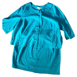 Allison Woods Turquoise Blue Linen Blend Skirt Set Plus Size 32W